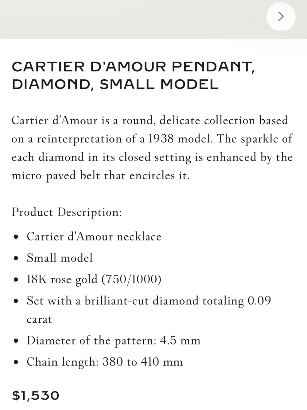 Cartier amour pendant